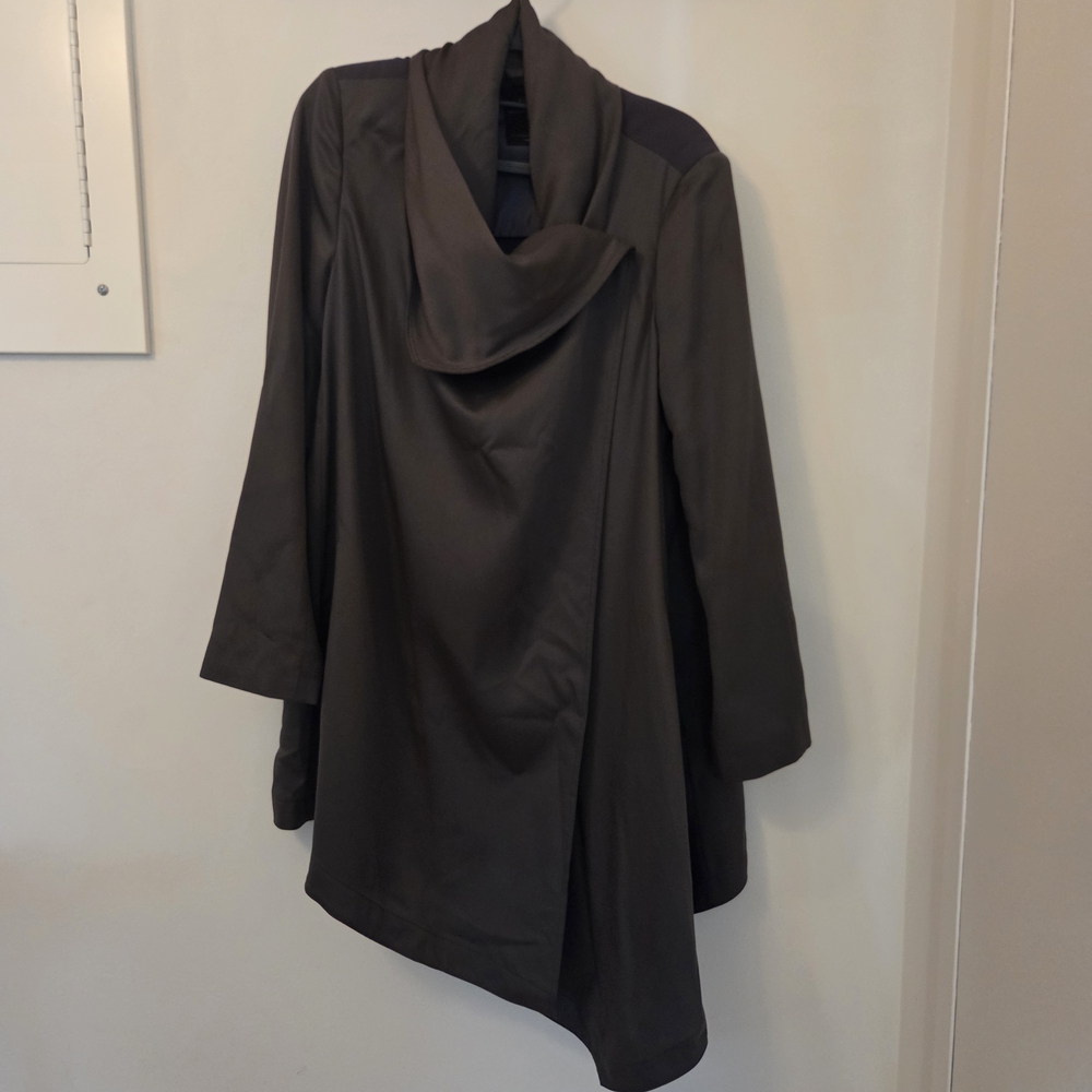 AllSaints Asymmetrical Draped Jacket in Dark Grey